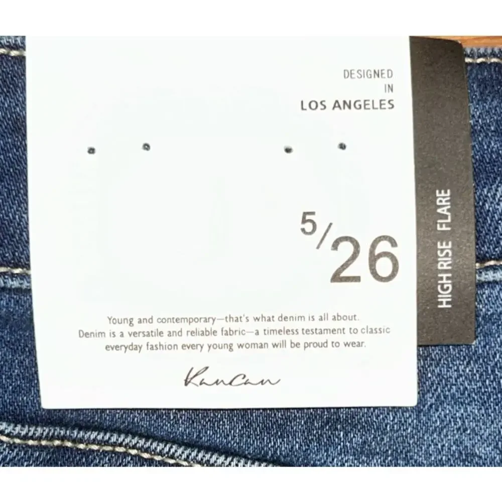 NWT KanCan High Rise Flare Leg Raw Hem Jeans 5/26X33 - Picture 7 of 9